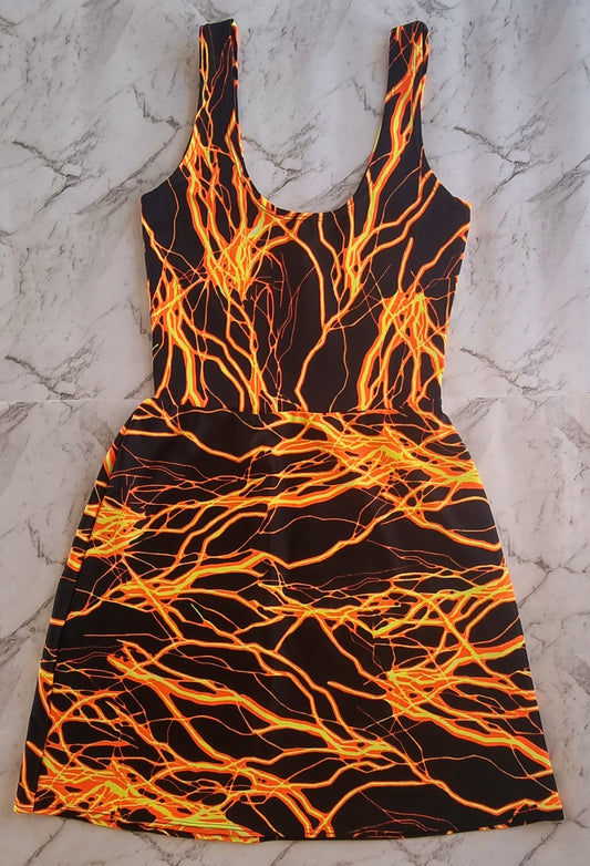 Body Con Mini Dress in Electro Neon Orange