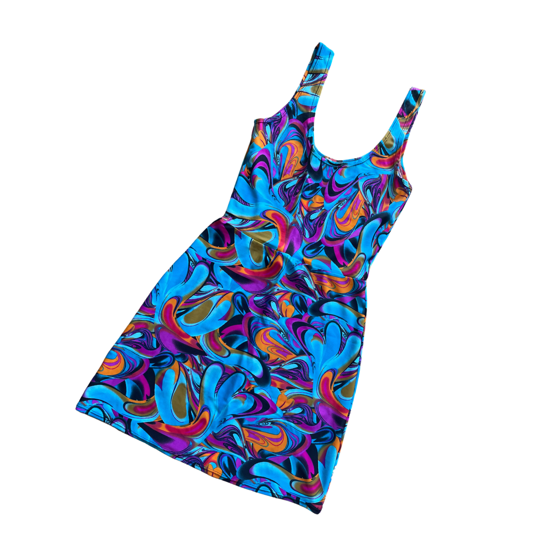 Body Con Mini Dress in Psychedelic Swirl