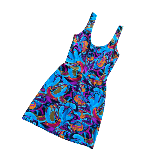 Body Con Mini Dress in Psychedelic Swirl