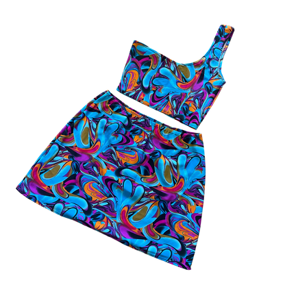 Cali Dreams Top and Disco Skirt in Psychedelic Swirl