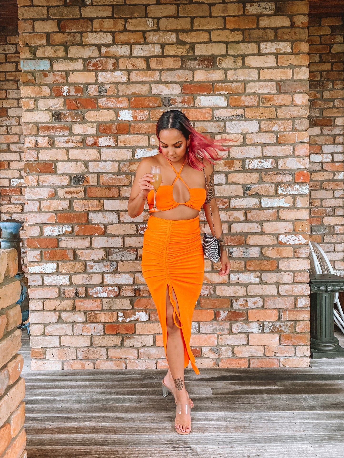 Mimosa two piece set in orange